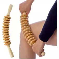 Rouleau de massage en bois naturel anti-cellulite pour muscles et tissus profonds drainage lymphatique