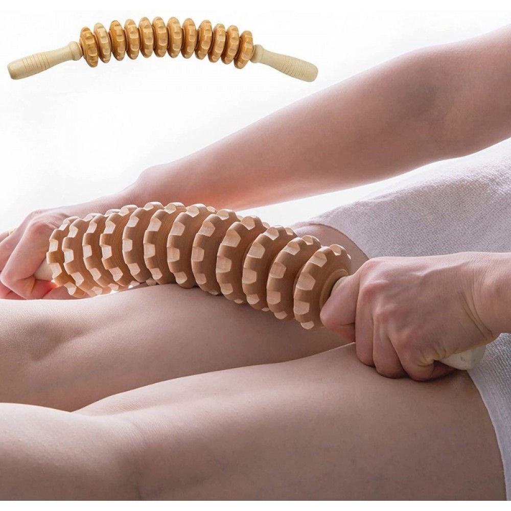 Naturholz Anti-Cellulite Massage-Roller f&uuml;r tiefe Muskeln und Gewebe, Lymphdrainage