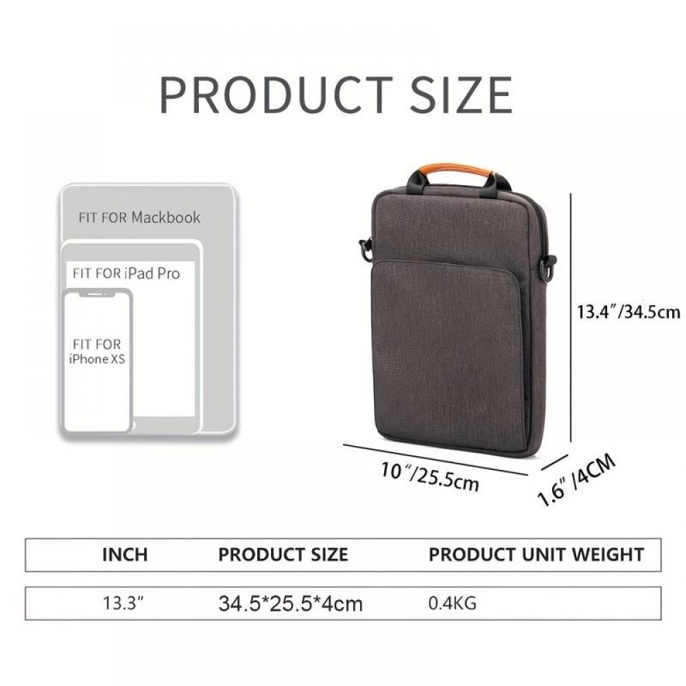 Sac à bandoulière sac à main portable imperméable pour iPad + Laptop + MaxBook 13 pouces - Bleu