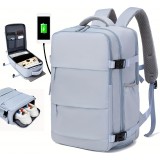 Sac à dos de voyage pour avion avec compartiment ordinateur portable et chaussures et port USB - Vert