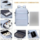 Sac à dos de voyage pour avion avec compartiment ordinateur portable et chaussures et port USB - Vert