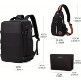 Sac à dos de voyage pour avion avec compartiment ordinateur portable et chaussures et port USB - Vert