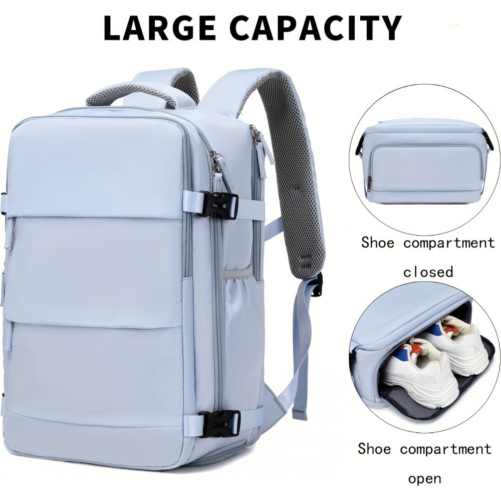Sac à dos de voyage pour avion avec compartiment ordinateur portable et chaussures et port USB - Vert