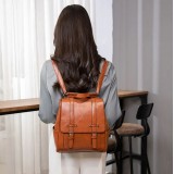 Sac à main / sac à dos fashion retro cuir vintage pour tablette, livre, caméra - Noir