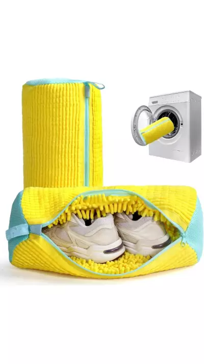 Sac de lavage chaussures en polyester durable avec rembourrage pour baskets et vêtements - Jaune