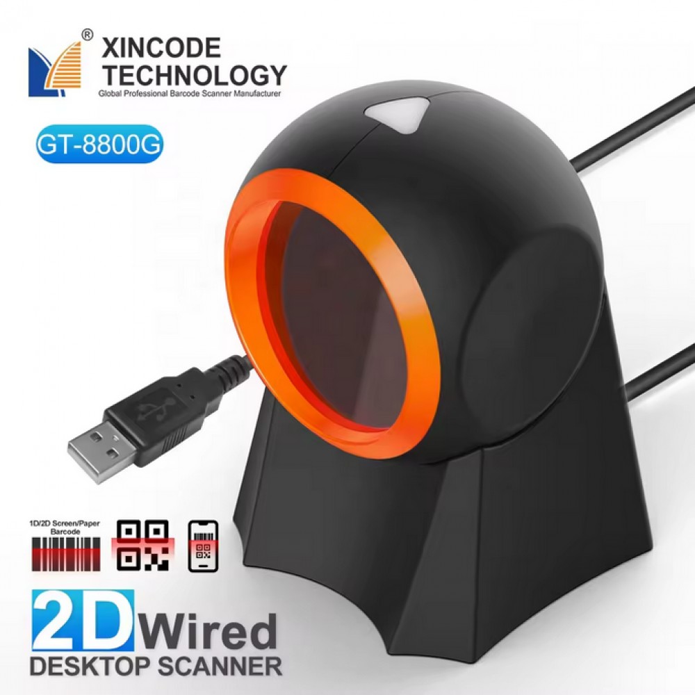 Scanner de code-barres EAN + QR-codes & Datamatrix Plug & Play (1D/2D) avec câble USB-A - Noir