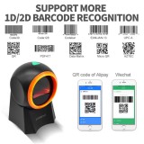 Scanner de code-barres EAN + QR-codes & Datamatrix Plug & Play (1D/2D) avec câble USB-A - Noir