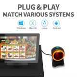 Scanner de code-barres EAN + QR-codes & Datamatrix Plug & Play (1D/2D) avec câble USB-A - Noir