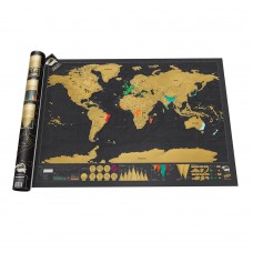 Carte du monde à gratter Voyager - Pour les aventuriers et les explorateurs - Noir et or