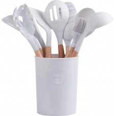Set complet d'outils de cuisine divers silicone Ecofriendly 11 pièces - Blanc