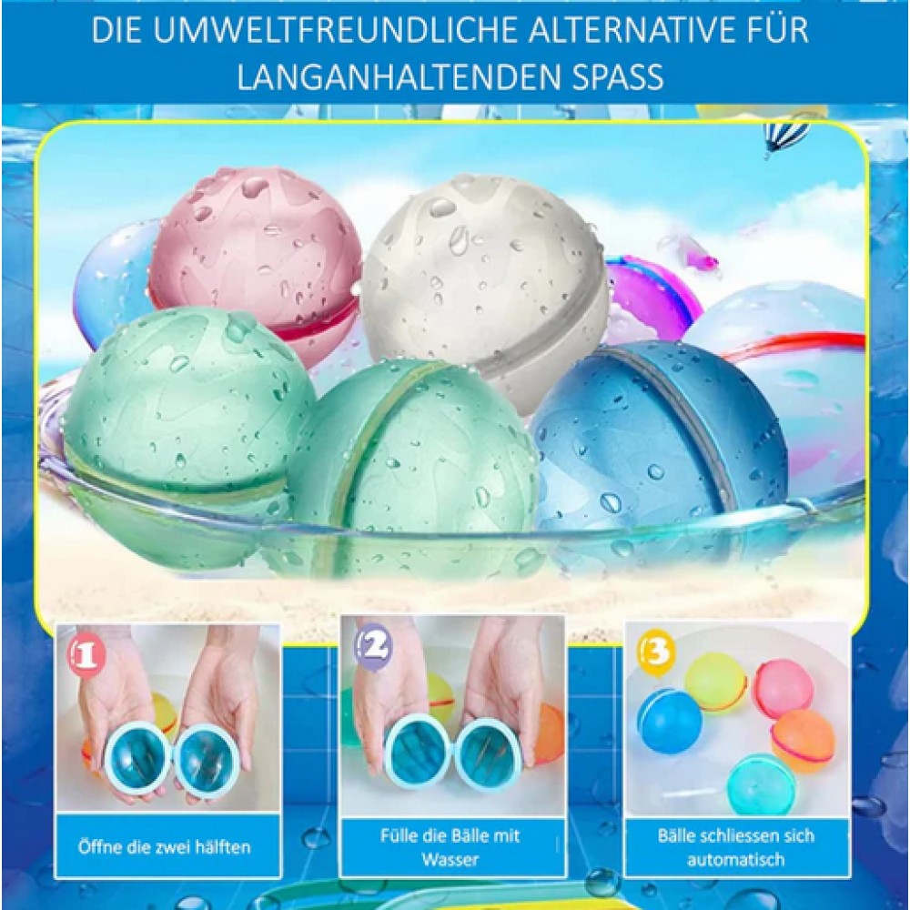 Set de 7 ballons / bombes à eau réutilisables et écologiques Multicolor