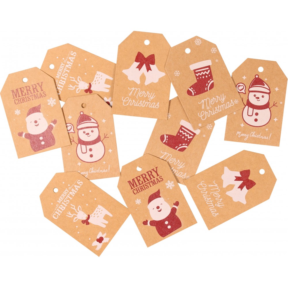 Set de cartes prénoms pour les cadeaux de Noël (10 pièces, 5 designs)