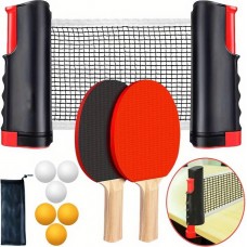 Set de jeu de ping-pong semi-professionnel avec 6 balles, 2 raquettes de ping-pong et filet extensible