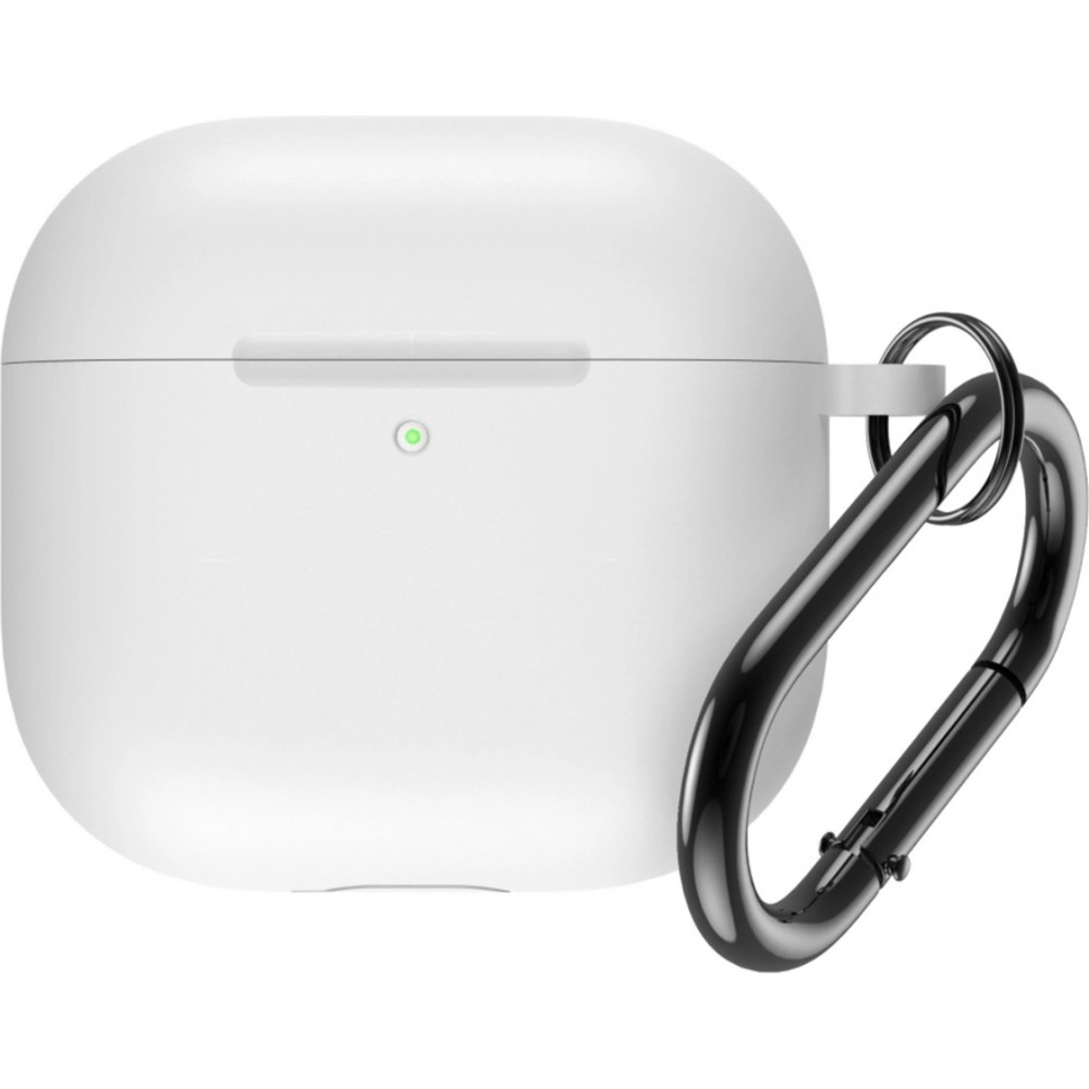Coque AirPods 4 - Silicone mat avec mousqueton - Blanc