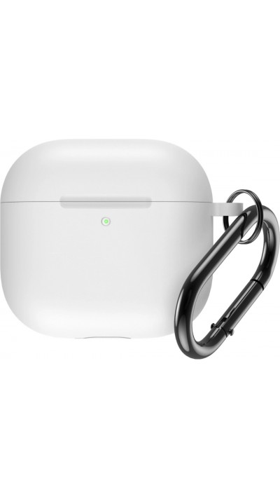 AirPods 4 Case Hülle - Silikonmatte mit Karabiner - Weiss
