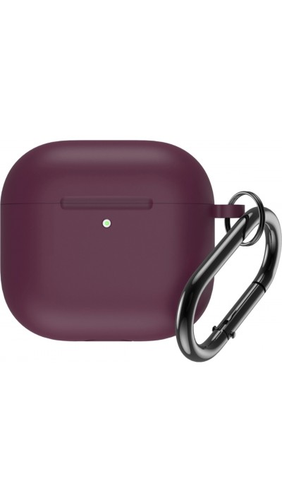 AirPods 4 Case Hülle - Silikonmatte mit Karabiner - Bordeaux