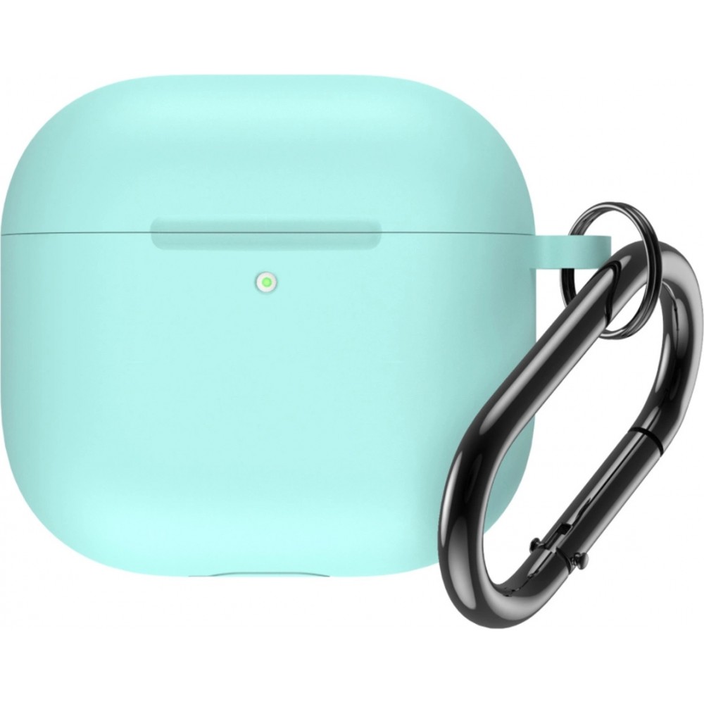 Coque AirPods 4 - Silicone mat avec mousqueton - Turquoise