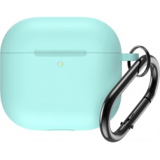 Coque AirPods 4 - Silicone mat avec mousqueton - Turquoise