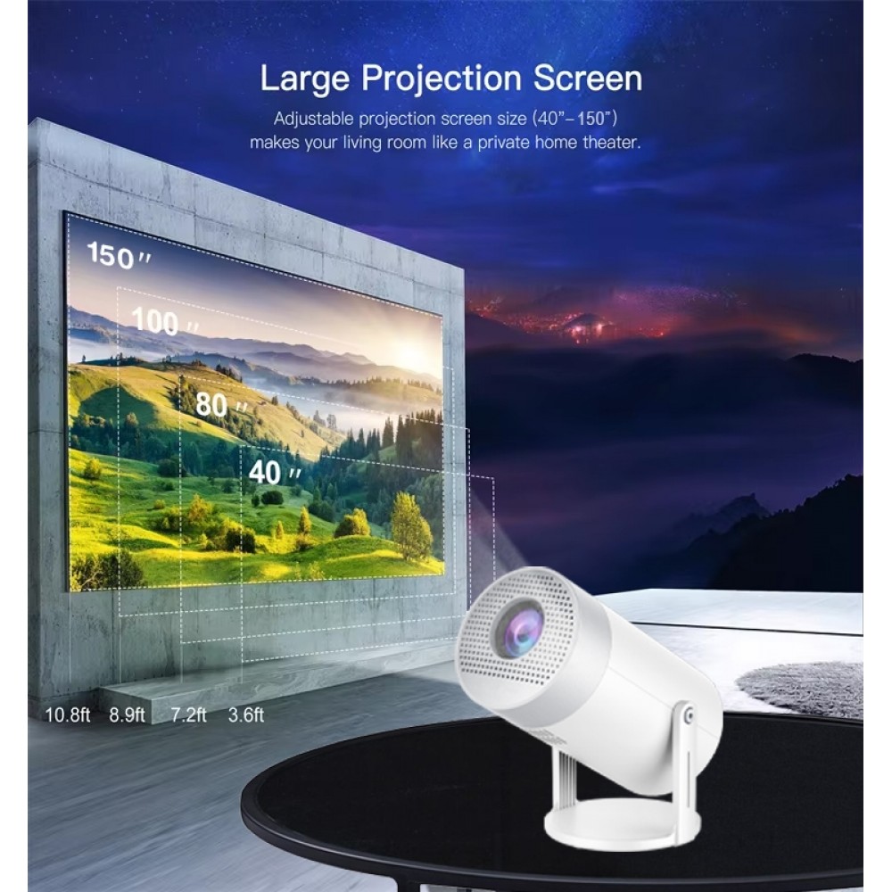 Smart Projecteur HD MG50 Multimédia LED Home Cinema avec Screen Mirroring (Android 12, Wi-Fi 6)