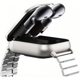 Smartwatch 2 en 1 avec écouteurs sans fil TWS Bluetooth intégrés - Bracelet silicone noir