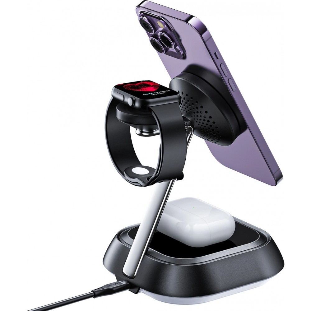 Station de Charge Inductive 3 en 1 Acefast E16 15W pour iPhone / Airpods / Apple Watch - Noir