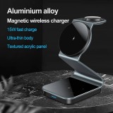 Station de charge 3en1 magnétique MagSafe 15W en aluminium charge sans fil rapide (iPhone, AppleWatch, AirPods) - Dark grey