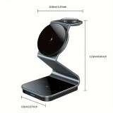 Station de charge 3en1 magnétique MagSafe 15W en aluminium charge sans fil rapide (iPhone, AppleWatch, AirPods) - Dark grey
