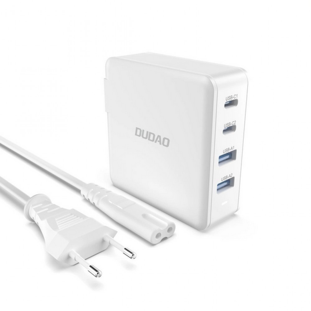 GaN 100W Dudao Ladestation mit 2x USB-C und 2x USB-A - Weiss
