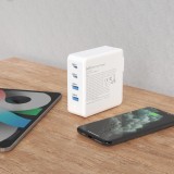 GaN 100W Dudao Ladestation mit 2x USB-C und 2x USB-A - Weiss