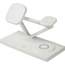 Station de charge magn&eacute;tique 5 en 1 Chargement sans fil 15W avec MagSafe - Contr&ocirc;le tactile - Veilleuse LED - Blanc