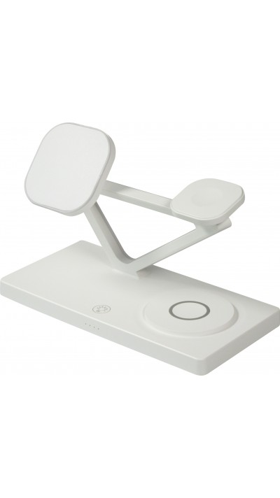 Station de charge magnétique 5 en 1 Chargement sans fil 15W avec MagSafe - Contrôle tactile - Veilleuse LED - Blanc