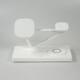 Station de charge magn&eacute;tique 5 en 1 Chargement sans fil 15W avec MagSafe - Contr&ocirc;le tactile - Veilleuse LED - Blanc