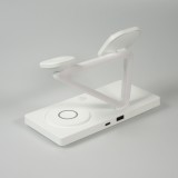 Station de charge magn&eacute;tique 5 en 1 Chargement sans fil 15W avec MagSafe - Contr&ocirc;le tactile - Veilleuse LED - Blanc