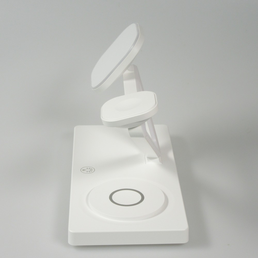 Station de charge magn&eacute;tique 5 en 1 Chargement sans fil 15W avec MagSafe - Contr&ocirc;le tactile - Veilleuse LED - Blanc