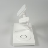Station de charge magn&eacute;tique 5 en 1 Chargement sans fil 15W avec MagSafe - Contr&ocirc;le tactile - Veilleuse LED - Blanc