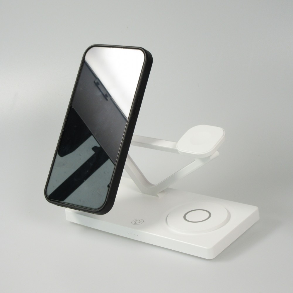Station de charge magn&eacute;tique 5 en 1 Chargement sans fil 15W avec MagSafe - Contr&ocirc;le tactile - Veilleuse LED - Blanc