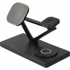 Station de charge magn&eacute;tique 5 en 1 Chargement sans fil 15W avec MagSafe - Contr&ocirc;le tactile - Veilleuse LED - Noir