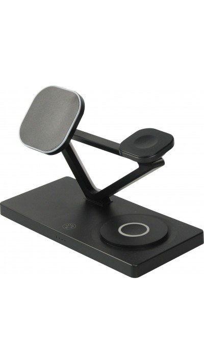 Station de charge magnétique 5 en 1 Chargement sans fil 15W avec MagSafe - Contrôle tactile - Veilleuse LED - Noir