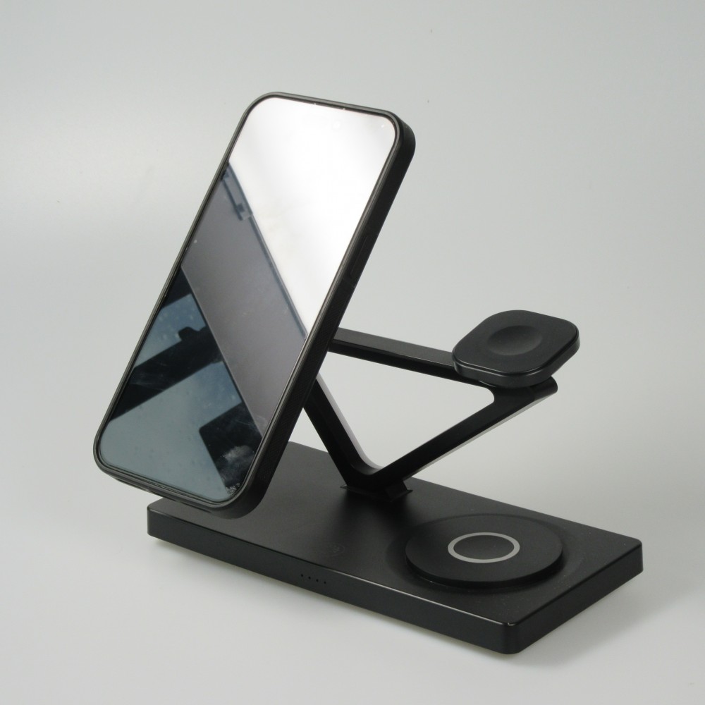 Station de charge magn&eacute;tique 5 en 1 Chargement sans fil 15W avec MagSafe - Contr&ocirc;le tactile - Veilleuse LED - Noir