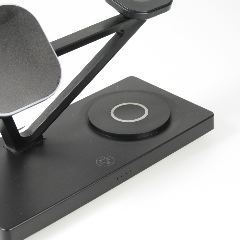 Station de charge magn&eacute;tique 5 en 1 Chargement sans fil 15W avec MagSafe - Contr&ocirc;le tactile - Veilleuse LED - Noir