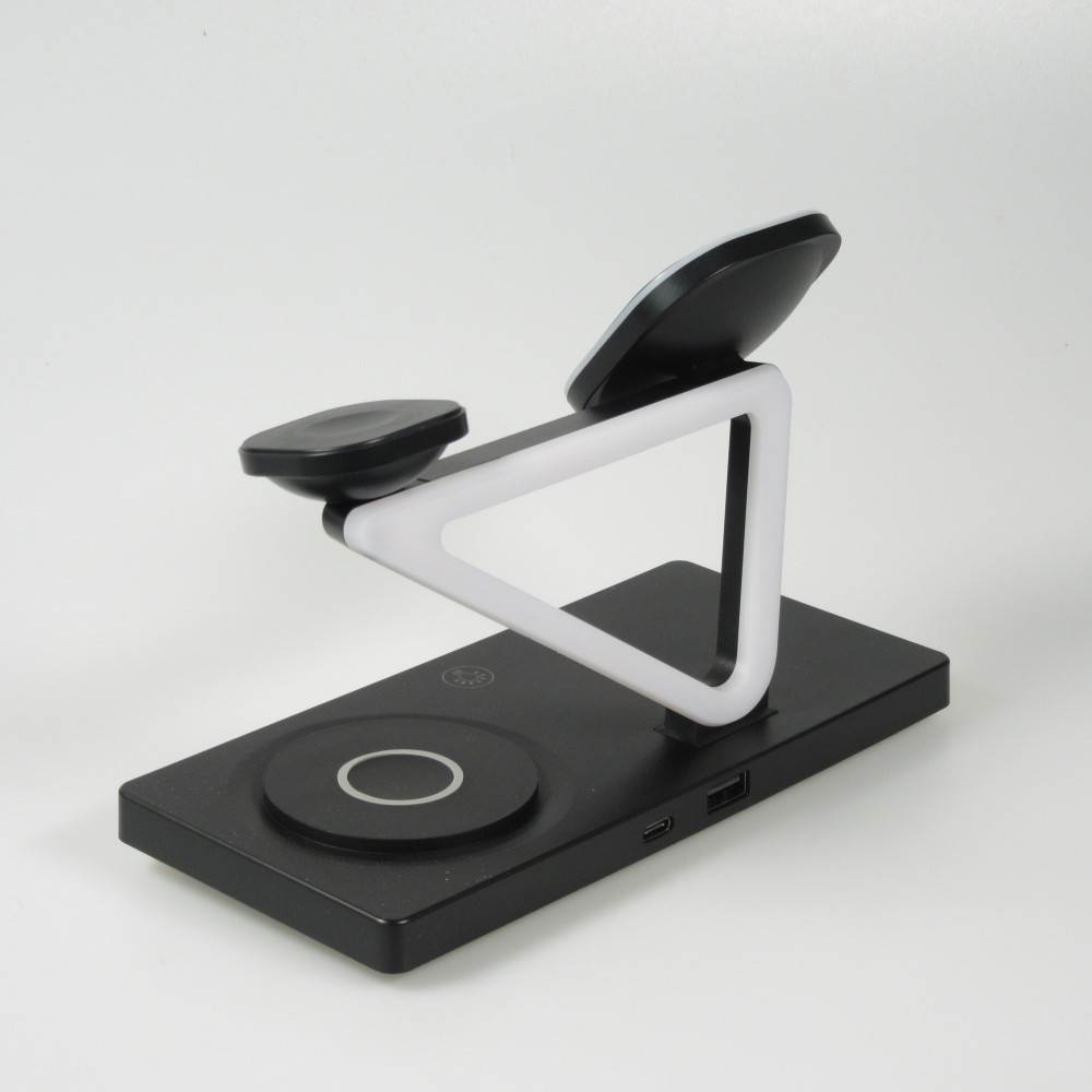 Station de charge magn&eacute;tique 5 en 1 Chargement sans fil 15W avec MagSafe - Contr&ocirc;le tactile - Veilleuse LED - Noir