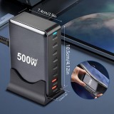 Station de charge rapide 500W 8 ports USB PD Quick Charge 3.0 USB-C avec câble inclus prise CH/EU indicateur LED - Gris