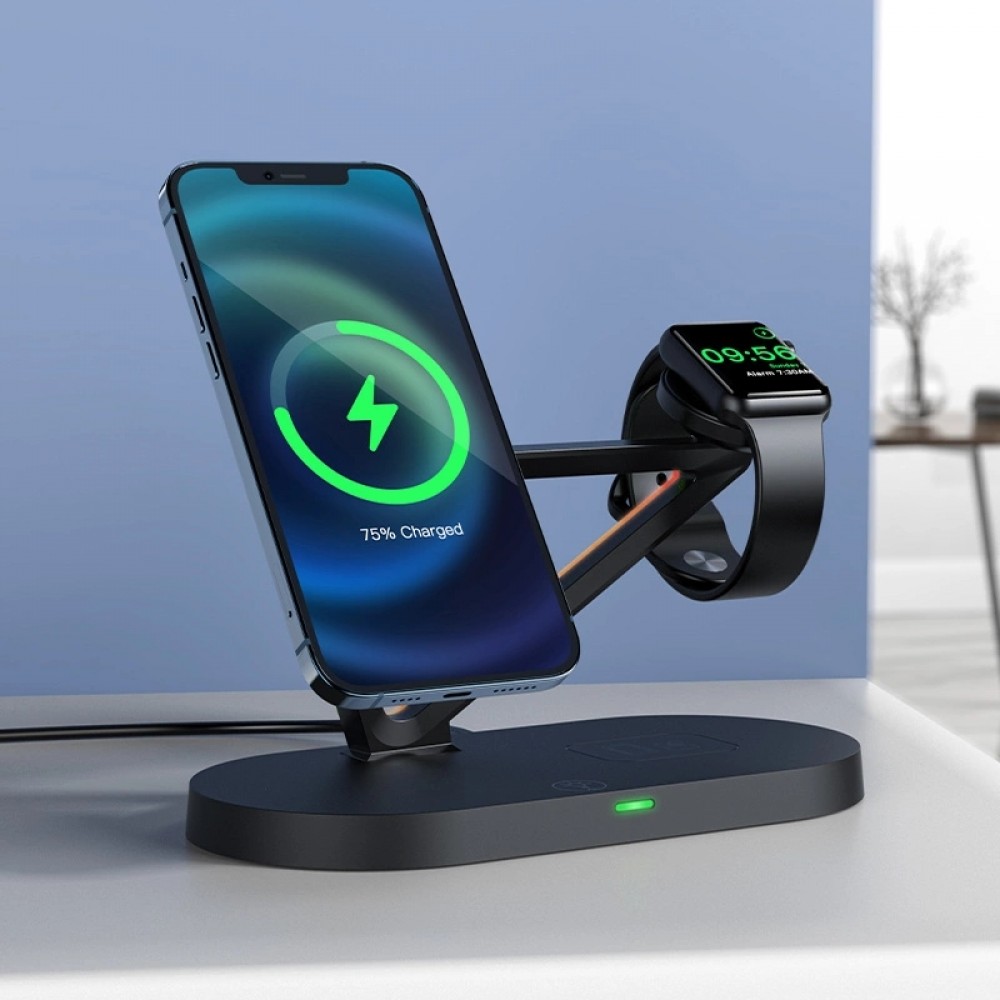 Station de charge sans fil Qi 15W Acefast pour iPhone / Apple Watch / AirPods avec MagSafe - Noir