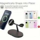 Station de charge sans fil magnétique 3-en-1 à socle ovale pour iPhone (MagSafe) et Apple Watch - Noir