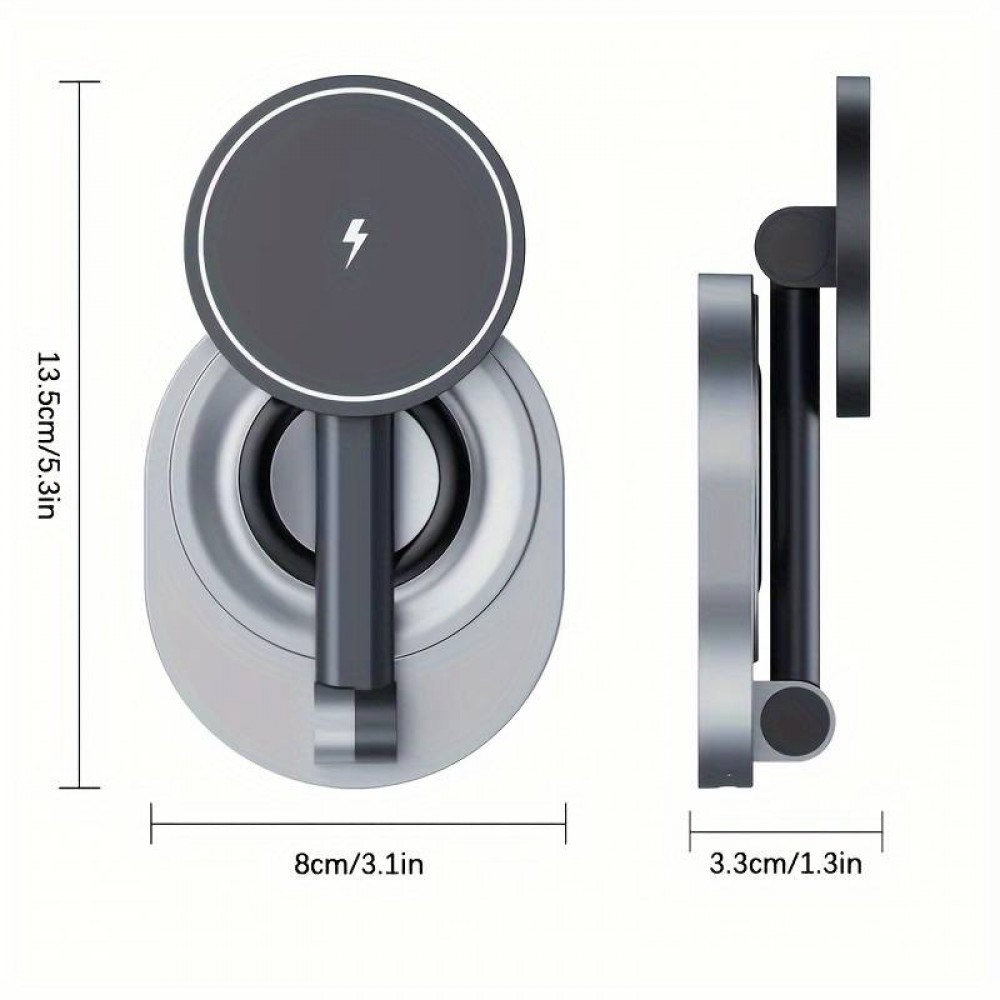 Station de recharge 15W sans fil magnétique pliable 2en1 MagSafe pour iPhone et AppleWatch - Gris