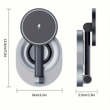 Station de recharge 15W sans fil magnétique pliable 2en1 MagSafe pour iPhone et AppleWatch - Gris