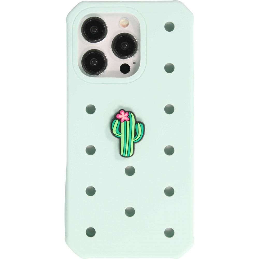 Charm bijou 3D pour coque avec trous style Crocs - Funny Flower Cactus
