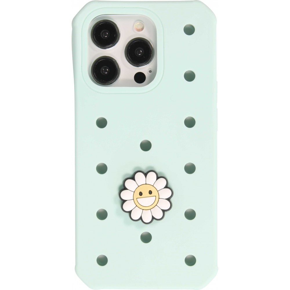 Charm bijou 3D pour coque avec trous style Crocs - Happy Smiling Flower