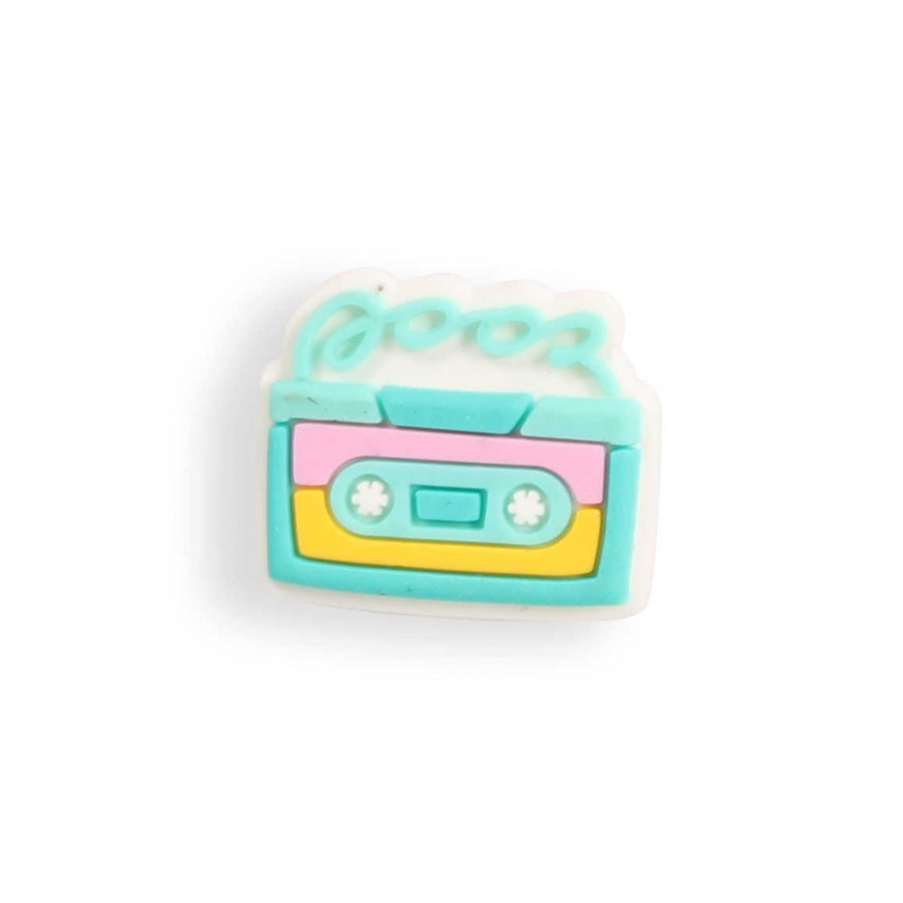 Charm bijou 3D pour coque avec trous style Crocs - Vintage Retro Casette