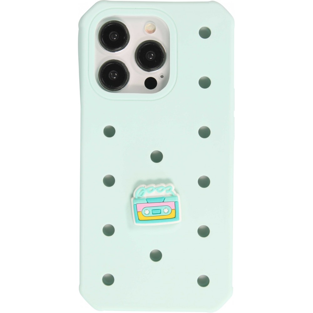 Charm bijou 3D pour coque avec trous style Crocs - Vintage Retro Casette